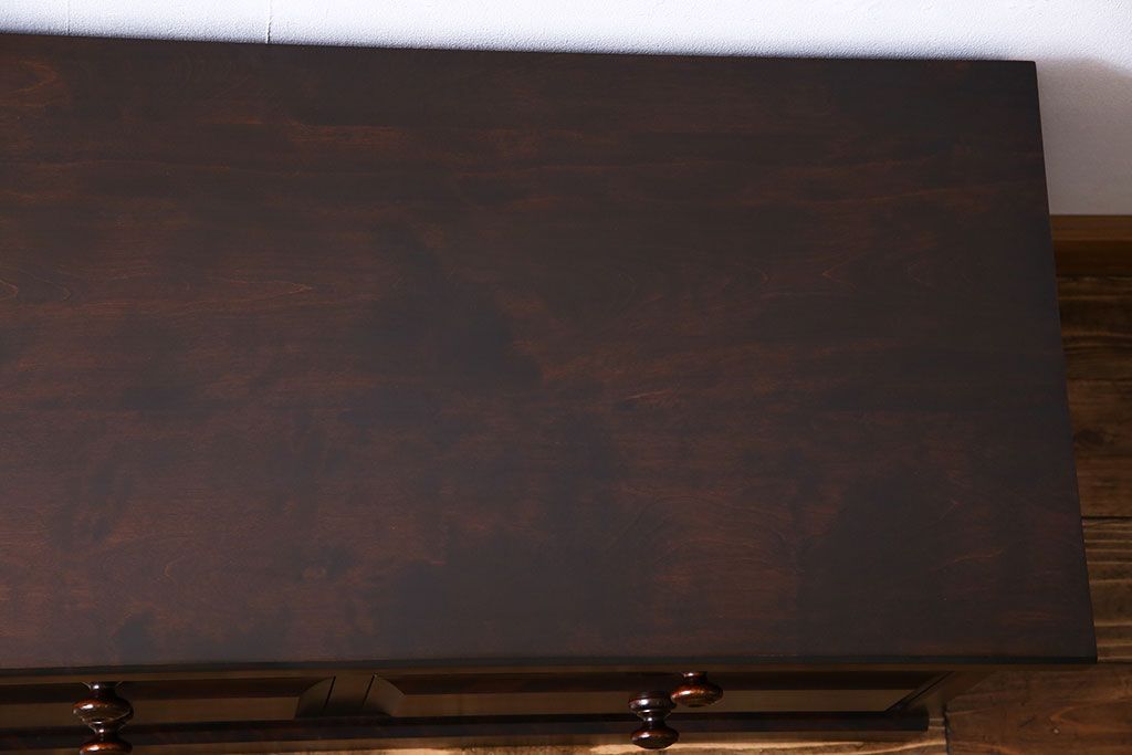 中古　北海道民芸家具　気品漂うベンチチェスト(ローボード、テレビボード)(定価18万円)