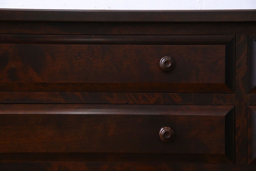 中古　北海道民芸家具　気品漂うベンチチェスト(ローボード、テレビボード)(定価18万円)