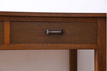 レトロ家具　昭和レトロ　木製　味わい深い質感の両面引き出しテーブル(ダイニングテーブル、作業台)