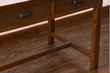 レトロ家具　昭和レトロ　木製　味わい深い質感の両面引き出しテーブル(ダイニングテーブル、作業台)