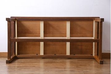 レトロ家具　昭和レトロ　木製　味わい深い質感の両面引き出しテーブル(ダイニングテーブル、作業台)