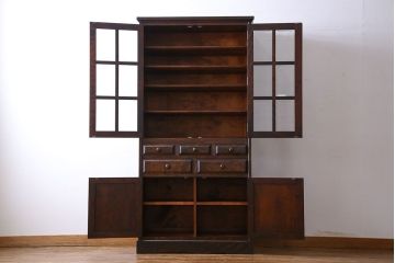 中古美品　北海道民芸家具　HM160K　上品なキャビネット(食器棚、本箱、書棚、収納棚)(定価約45万)