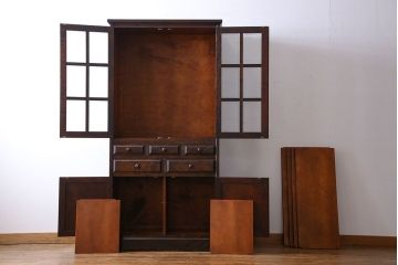 中古美品　北海道民芸家具　HM160K　上品なキャビネット(食器棚、本箱、書棚、収納棚)(定価約45万)