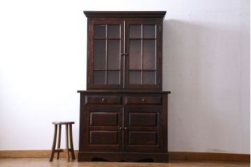 中古　美品　松本民芸家具　シックなA型食器棚(収納棚、戸棚)(定価47万円)