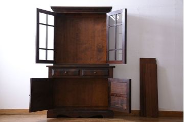 中古　美品　松本民芸家具　シックなA型食器棚(収納棚、戸棚)(定価47万円)