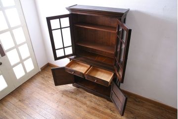 中古　美品　松本民芸家具　シックなA型食器棚(収納棚、戸棚)(定価47万円)