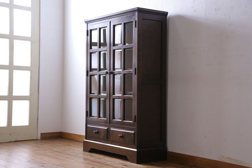 中古　北海道民芸家具　シックな存在感を放つ本箱(書棚、収納棚)(1)