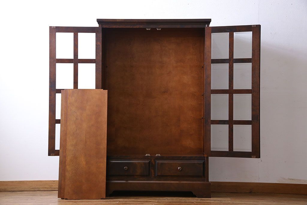 中古　北海道民芸家具　シックな存在感を放つ本箱(書棚、収納棚)(1)