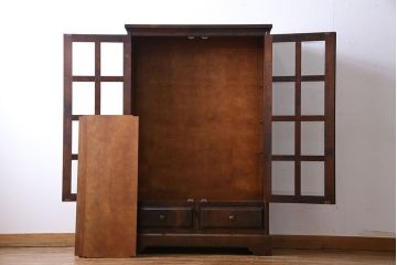 中古　北海道民芸家具　シックな存在感を放つ本箱(書棚、収納棚)(1)