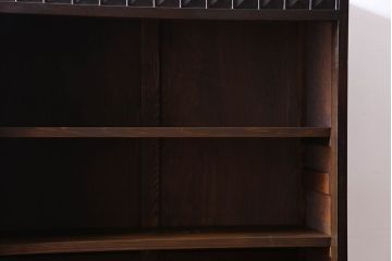 アンティーク家具　昭和期　ナラ材　シックなデザインの引き出し付きブックシェルフ(本棚、飾り棚、陳列棚)