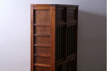 中古　高級品　松本伝統　指物工芸家具　本漆塗りが高級感漂う食器棚(水屋箪笥、収納棚、キャビネット)(定価52万円)