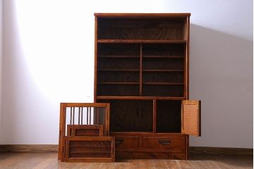 中古　高級品　松本伝統　指物工芸家具　本漆塗りが高級感漂う食器棚(水屋箪笥、収納棚、キャビネット)(定価52万円)