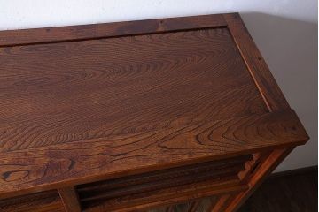 中古　高級品　松本伝統　指物工芸家具　本漆塗りが高級感漂う食器棚(水屋箪笥、収納棚、キャビネット)(定価52万円)