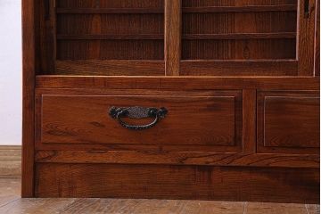 中古　高級品　松本伝統　指物工芸家具　本漆塗りが高級感漂う食器棚(水屋箪笥、収納棚、キャビネット)(定価52万円)