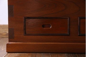 アンティーク雑貨　中古　昭和期　杢目が美しい上品な関西火鉢(長火鉢、囲炉裏、テーブル)