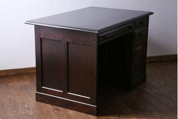 中古　北海道民芸家具　421 樺材　重厚なデスク(片袖机、在宅ワーク、在宅用学習机)