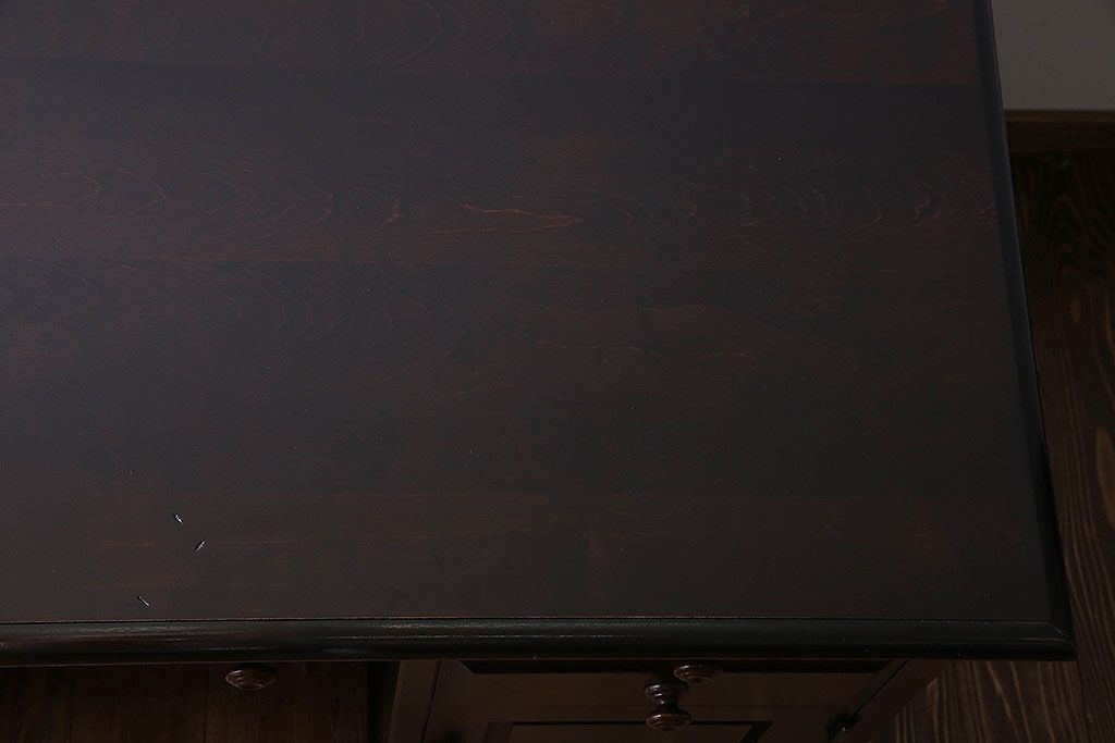 中古　北海道民芸家具　421 樺材　重厚なデスク(片袖机、在宅ワーク、在宅用学習机)