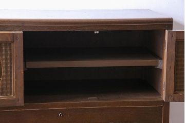 レトロ家具　昭和レトロ　チェッカーガラス入りのレトロなチェスト(タンス、衣装箪笥、引き出し、キャビネット)