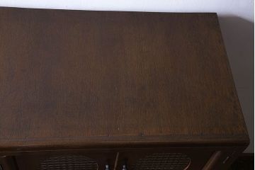 レトロ家具　昭和レトロ　チェッカーガラス入りのレトロなチェスト(タンス、衣装箪笥、引き出し、キャビネット)