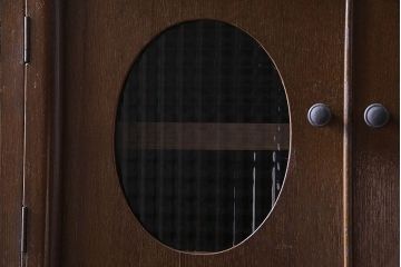 レトロ家具　昭和レトロ　チェッカーガラス入りのレトロなチェスト(タンス、衣装箪笥、引き出し、キャビネット)