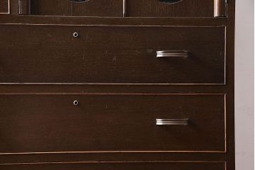 レトロ家具　昭和レトロ　チェッカーガラス入りのレトロなチェスト(タンス、衣装箪笥、引き出し、キャビネット)