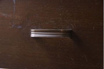 レトロ家具　昭和レトロ　チェッカーガラス入りのレトロなチェスト(タンス、衣装箪笥、引き出し、キャビネット)