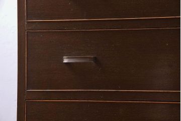 レトロ家具　昭和レトロ　チェッカーガラス入りのレトロなチェスト(タンス、衣装箪笥、引き出し、キャビネット)