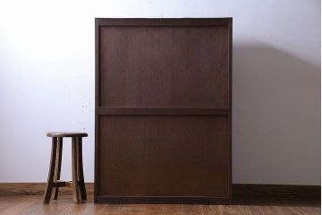 レトロ家具　昭和レトロ　チェッカーガラス入りのレトロなチェスト(タンス、衣装箪笥、引き出し、キャビネット)