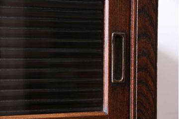 アンティーク家具　明治大正期　前面ケヤキ材　モールガラスがお洒落なアンティークキャビネット(収納棚、戸棚)