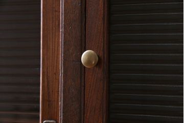 アンティーク家具　明治大正期　前面ケヤキ材　モールガラスがお洒落なアンティークキャビネット(収納棚、戸棚)