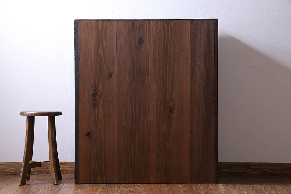 アンティーク家具　明治大正期　前面ケヤキ材　モールガラスがお洒落なアンティークキャビネット(収納棚、戸棚)