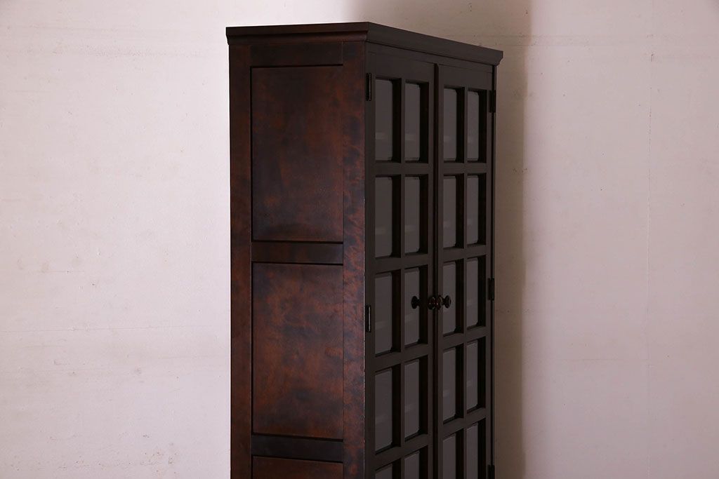 中古　美品　北海道民芸家具　落ち着いた色味のブックケース(本箱、収納棚、戸棚)(定価41万円)