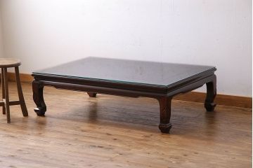 中古　大坂唐木指物家具　中森喜三郎作　紫檀　しっとりとした風合いの座卓(ローテーブル)(定価150万円)