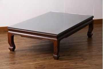 中古　大坂唐木指物家具　中森喜三郎作　紫檀　しっとりとした風合いの座卓(ローテーブル)(定価150万円)