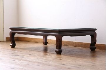 中古　大坂唐木指物家具　中森喜三郎作　紫檀　しっとりとした風合いの座卓(ローテーブル)(定価150万円)