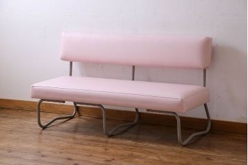 レトロ家具　昭和レトロ　落ち着いた色合いのシンプルなベンチ(長椅子)(1)