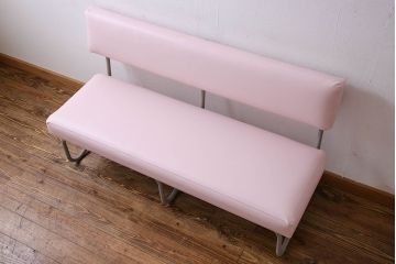 レトロ家具　昭和レトロ　落ち着いた色合いのシンプルなベンチ(長椅子)(1)