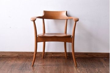 中古　飛騨産業　キツツキマーク　CRESCENT(クレセント)シリーズ　SG261A　ダイニングチェア(アームチェア、椅子、イス)(3)