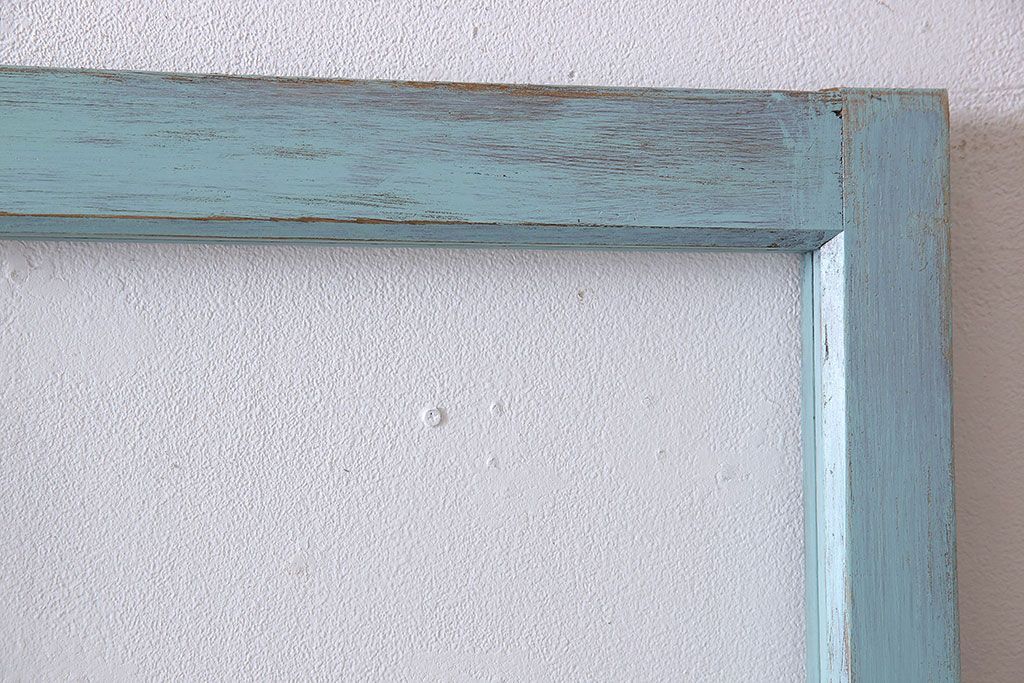 取っ手付き!アンティークペイントの古いガラス戸(引き戸、建具)