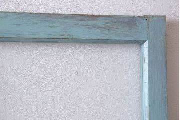 取っ手付き!アンティークペイントの古いガラス戸(引き戸、建具)