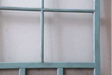取っ手付き!アンティークペイントの古いガラス戸(引き戸、建具)