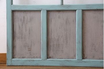 取っ手付き!アンティークペイントの古いガラス戸(引き戸、建具)