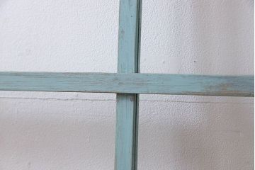 取っ手付き!アンティークペイントの古いガラス戸(引き戸、建具)