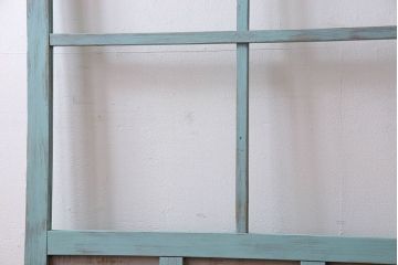 取っ手付き!アンティークペイントの古いガラス戸(引き戸、建具)