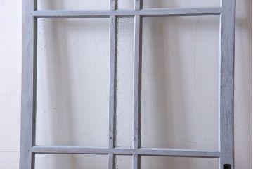 レトロガラス入り!爽やかな色合いが素敵なアンティークペイントのガラス戸(引き戸、建具)