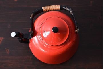 アンティーク雑貨　和製アンティーク　レトロなホーローのケトル(琺瑯、薬缶、キッチン雑貨)