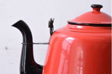アンティーク雑貨　和製アンティーク　レトロなホーローのケトル(琺瑯、薬缶、キッチン雑貨)