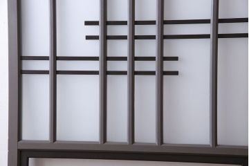 ペイント家具　変わったデザインが目を引く引き戸(ガラス戸、ガラス帯戸、建具)2枚組