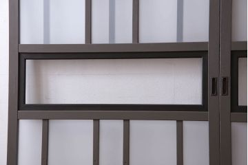 ペイント家具　変わったデザインが目を引く引き戸(ガラス戸、ガラス帯戸、建具)2枚組