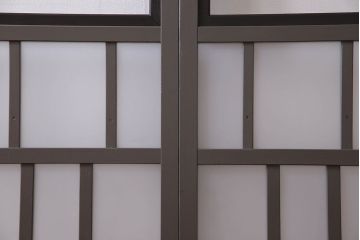 ペイント家具　変わったデザインが目を引く引き戸(ガラス戸、ガラス帯戸、建具)2枚組